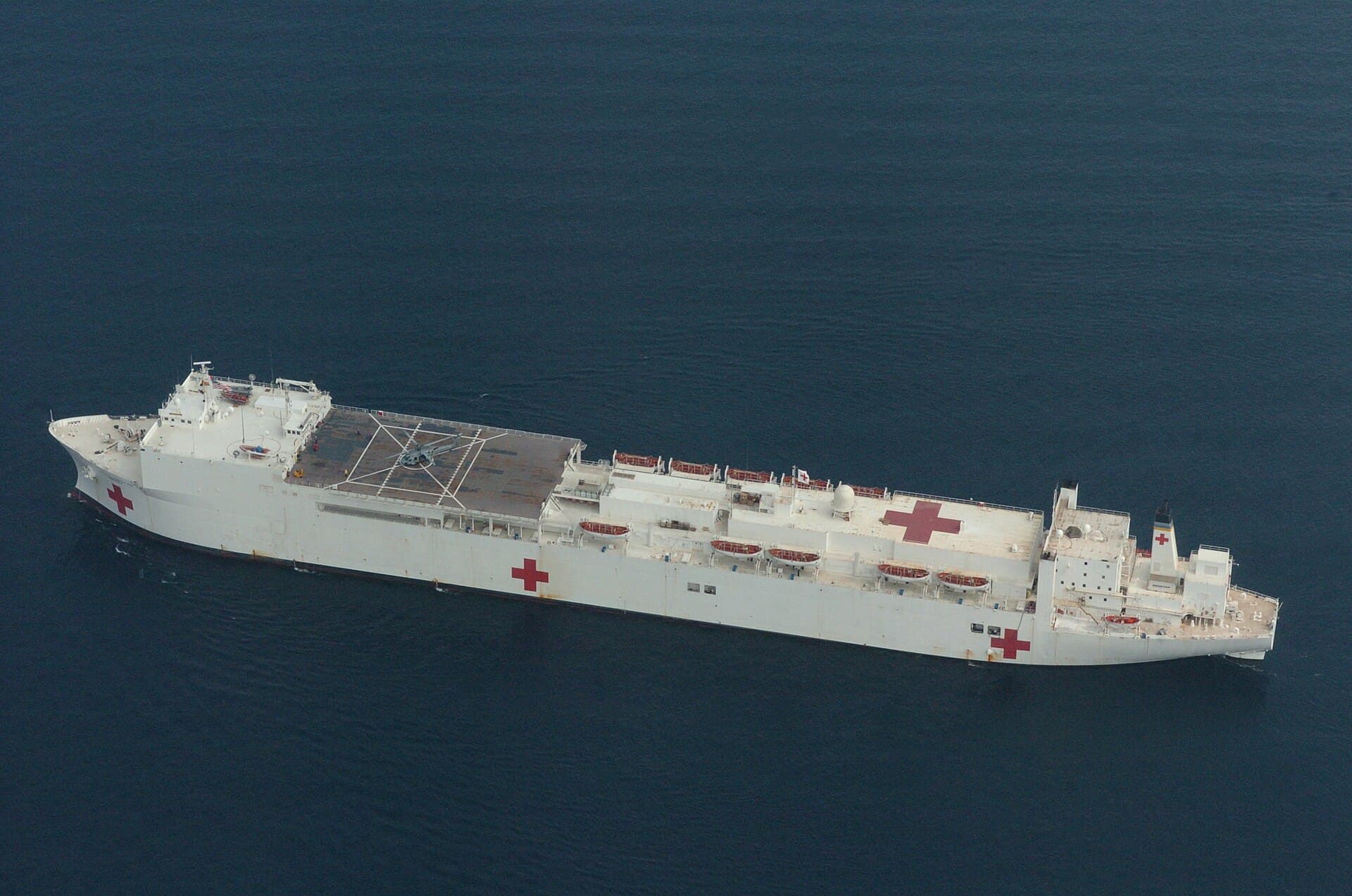 US Navy hospital ship USNS Mercy underway at sea