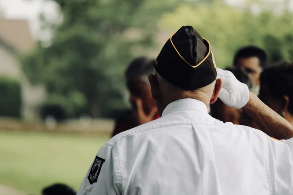 Veteran at a memorial service